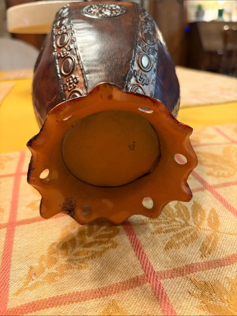 Decorative Brown Ornate Vase - Home Accents